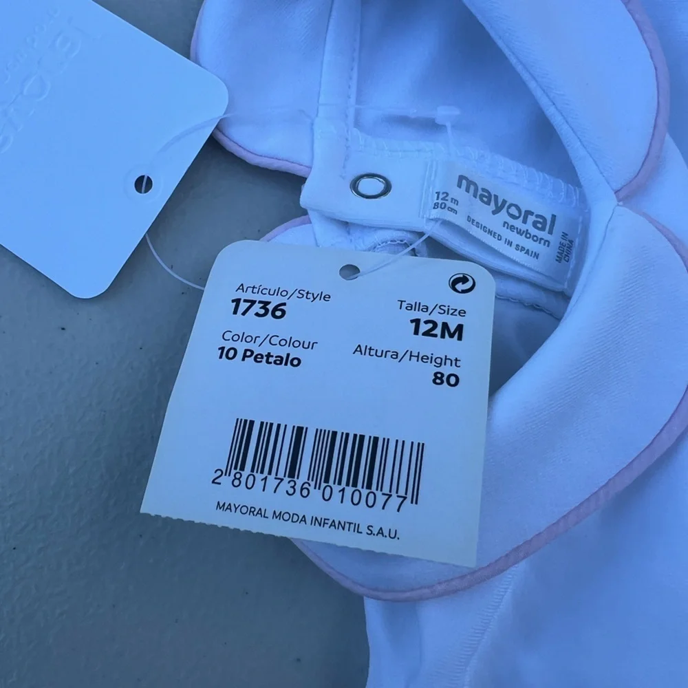Mayoral Pink and White Nightgown Pajamas NWT Color White 12 Months Newborn Onsie
